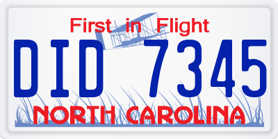 NC license plate DID7345