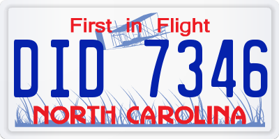 NC license plate DID7346