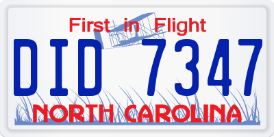 NC license plate DID7347
