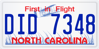 NC license plate DID7348