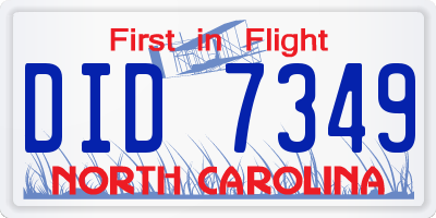 NC license plate DID7349