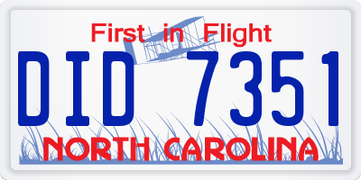 NC license plate DID7351
