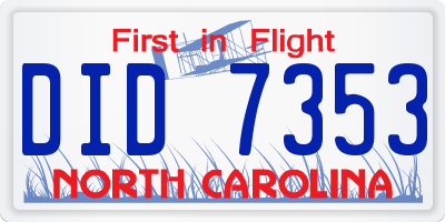NC license plate DID7353