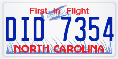 NC license plate DID7354