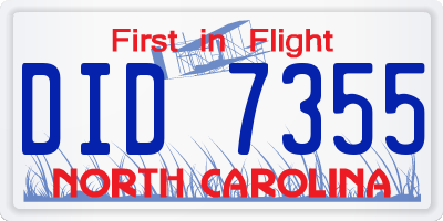 NC license plate DID7355