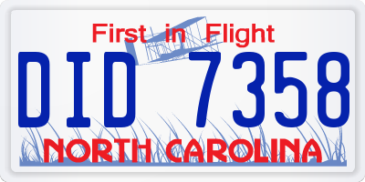 NC license plate DID7358