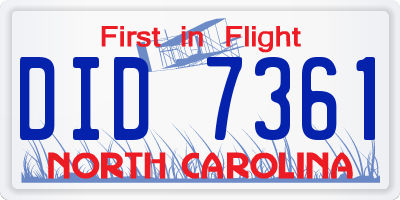 NC license plate DID7361