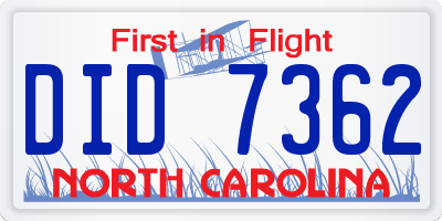 NC license plate DID7362