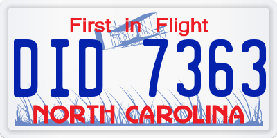 NC license plate DID7363