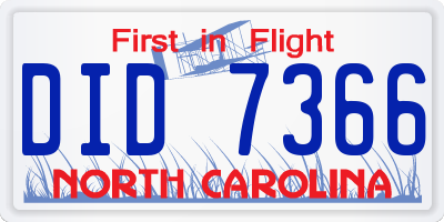 NC license plate DID7366