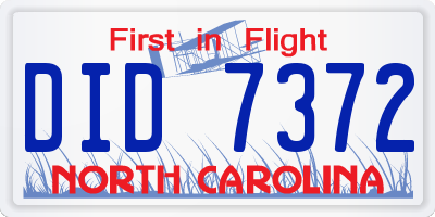 NC license plate DID7372
