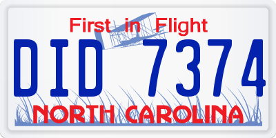 NC license plate DID7374
