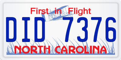 NC license plate DID7376