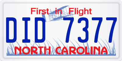 NC license plate DID7377