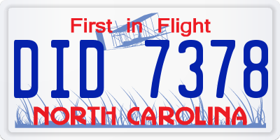 NC license plate DID7378
