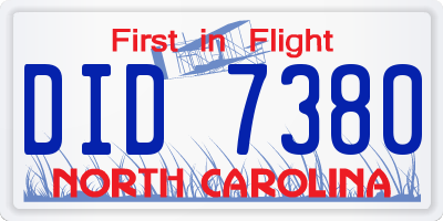 NC license plate DID7380