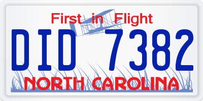 NC license plate DID7382