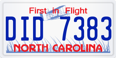 NC license plate DID7383
