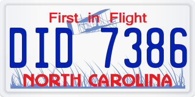NC license plate DID7386
