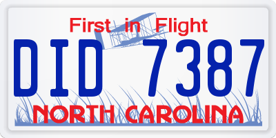 NC license plate DID7387