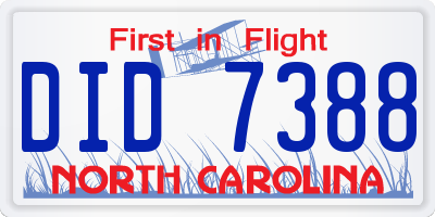 NC license plate DID7388