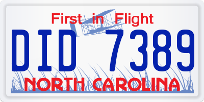 NC license plate DID7389