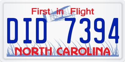 NC license plate DID7394