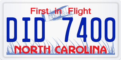 NC license plate DID7400