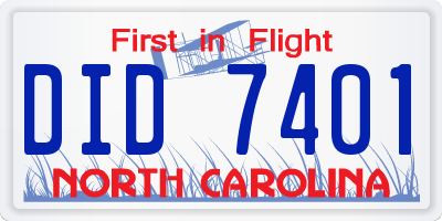 NC license plate DID7401