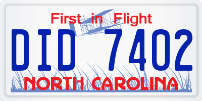NC license plate DID7402