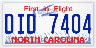 NC license plate DID7404