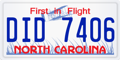 NC license plate DID7406