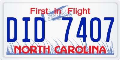 NC license plate DID7407