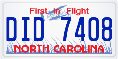 NC license plate DID7408