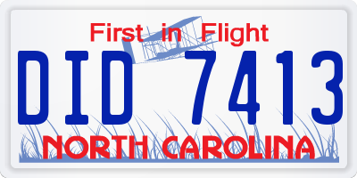 NC license plate DID7413