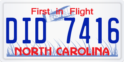 NC license plate DID7416