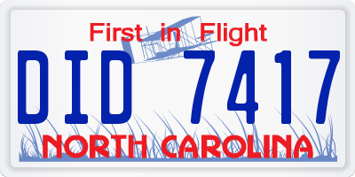 NC license plate DID7417