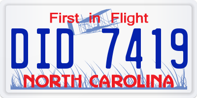 NC license plate DID7419