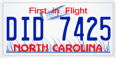 NC license plate DID7425