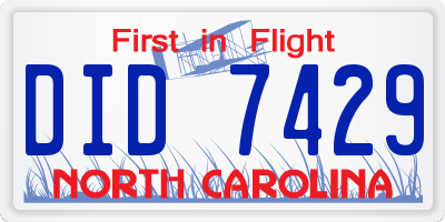 NC license plate DID7429