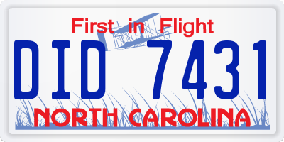 NC license plate DID7431