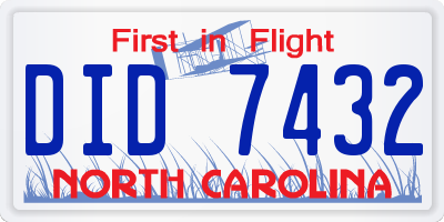 NC license plate DID7432