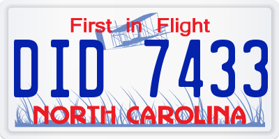 NC license plate DID7433