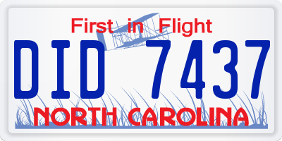 NC license plate DID7437