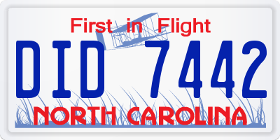 NC license plate DID7442