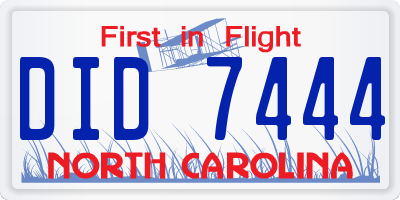 NC license plate DID7444