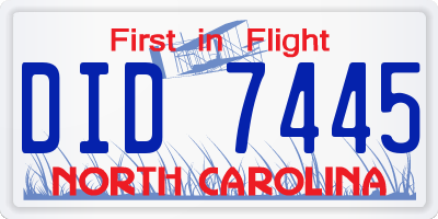 NC license plate DID7445