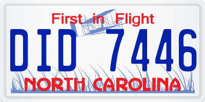 NC license plate DID7446