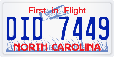 NC license plate DID7449