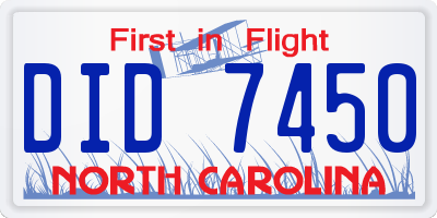 NC license plate DID7450